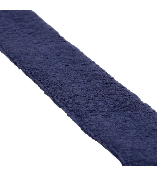 Biais bouclette 80 % coton 20% polyester 27mm bleu marine au mètre fabriqué en Europe