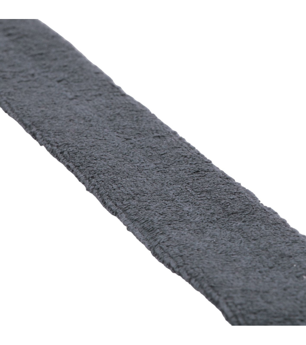 Biais bouclette 80 % coton 20% polyester 27mm gris noir au mètre fabriqué en Europe