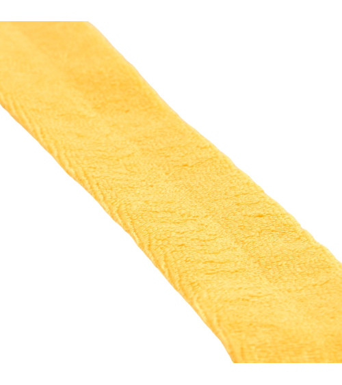 Biais bouclette 80 % coton 20% polyester 27mm jaune moutarde au mètre fabriqué en Europe