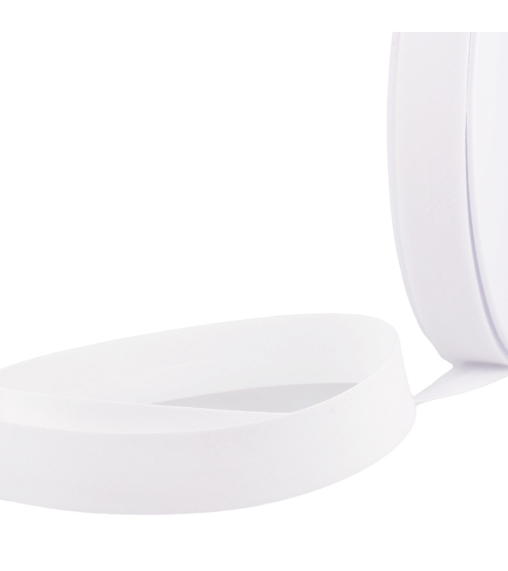 Folded bias all white textile per meter made in France