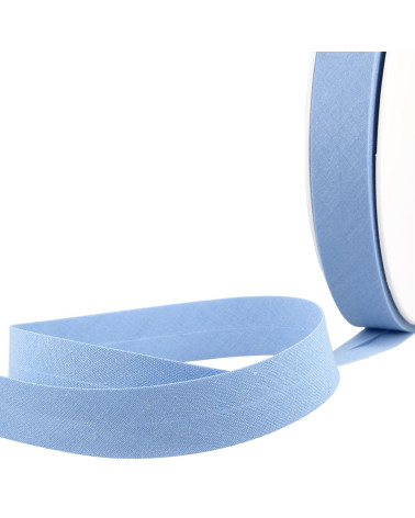 Folded bias all light blue textile per meter made in France