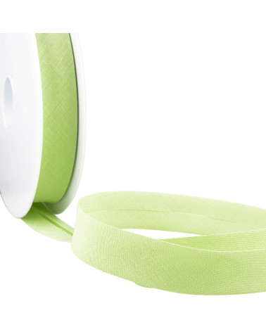 All-fabric folded bias in nil green by the meter made in France
