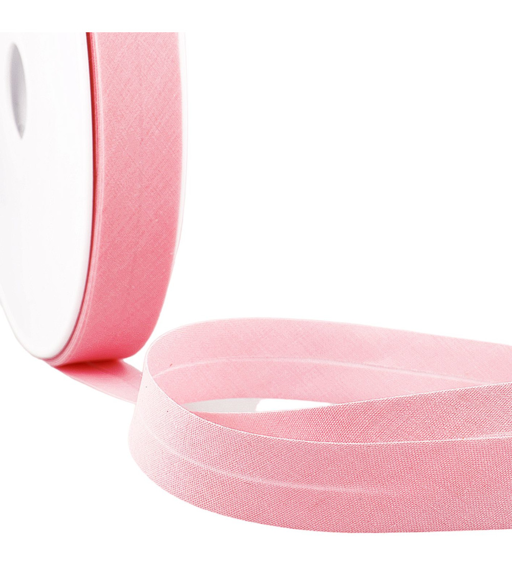 Folded bias all salmon textile per meter made in France