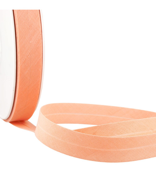 Folded bias all light orange textile per meter made in France