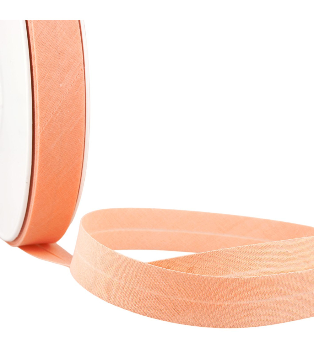 Folded bias all light orange textile per meter made in France