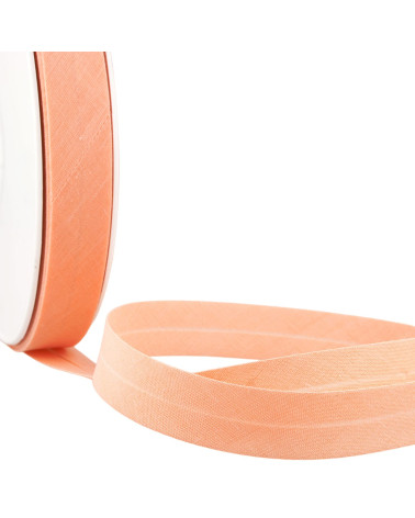 Folded bias all light orange textile per meter made in France