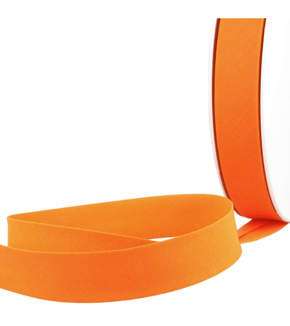 Folded bias all orange textile per meter made in France