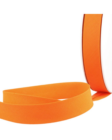 Orange all-textile folded bias by the meter made in France
