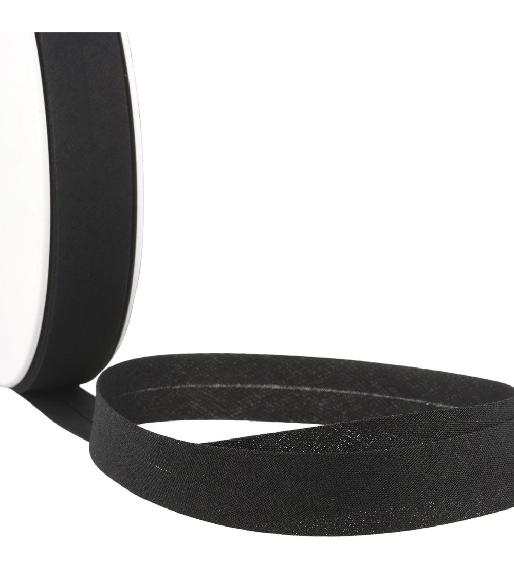 Folded bias all black textile per meter made in France