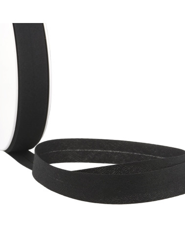 Folded bias all black textile per meter made in France