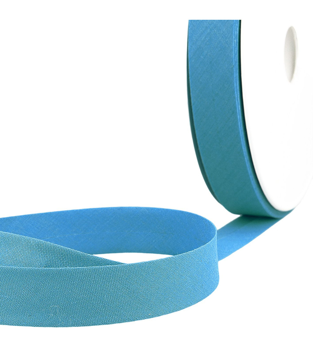 Folded bias all gypsy blue textile per meter made in France