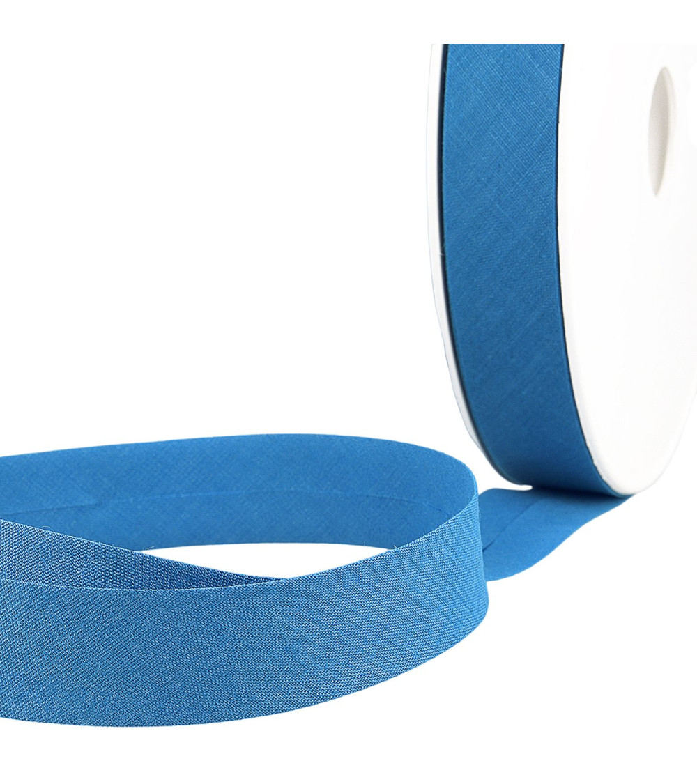 Folded bias binding in all burgundy blue textiles per meter made in France