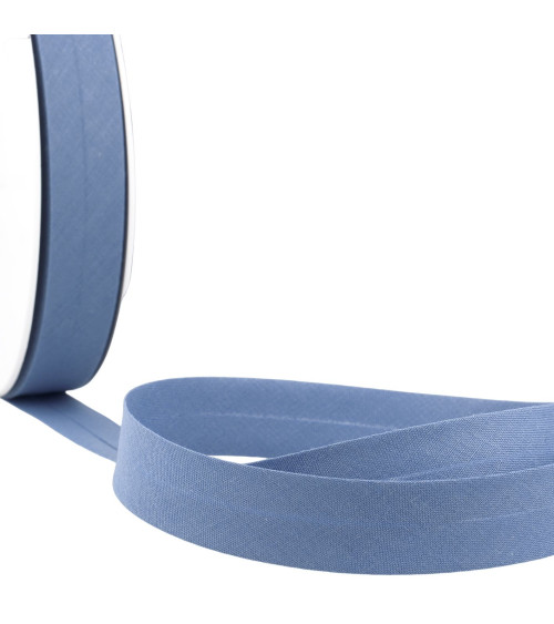 Folded bias all denim blue fabric per meter made in France