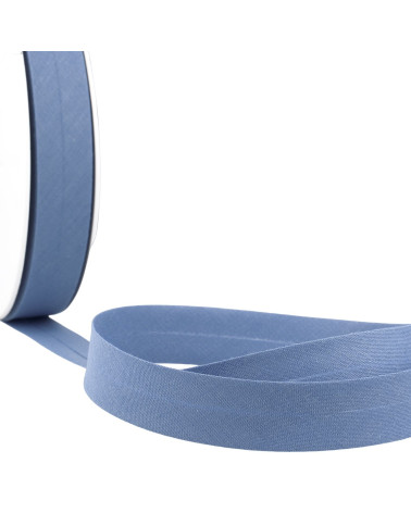 Folded bias all denim blue fabric per meter made in France