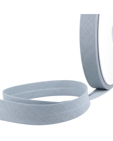 Folded bias all light gray textile per meter made in France