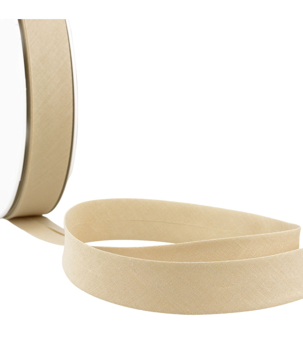 Beige textile folded bias by the meter made in France