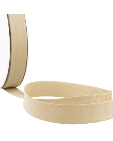 Beige textile folded bias by the meter made in France