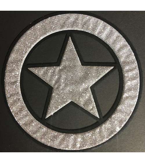 Iron-on patch Shiny silver star diameter 10cm