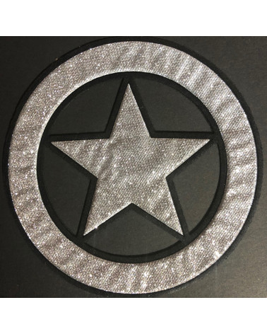 Ecusson thermocollant Etoile argentée brillante diamètre 10cm