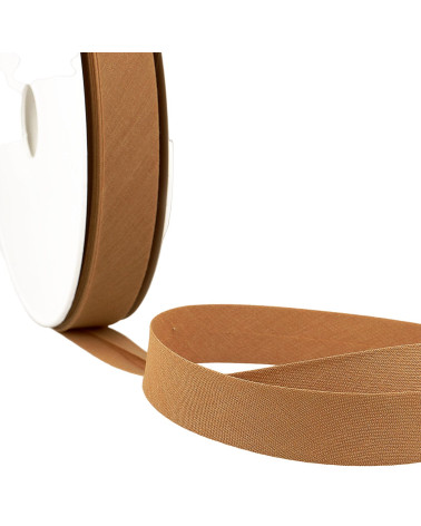 Folded bias all dark beige textile per meter made in France