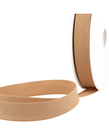 Folded bias all taupe textile per meter made in France