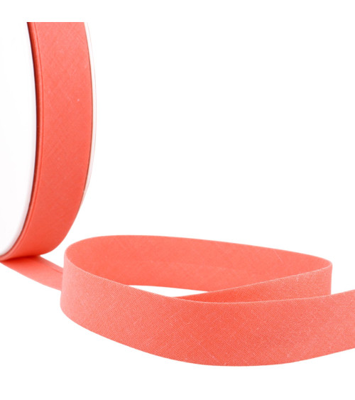 Folded bias binding in all peach pink textiles per meter made in France