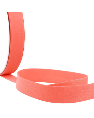 Folded bias binding in all peach pink textiles per meter made in France