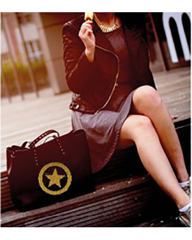 Iron-on patch Shiny silver star diameter 10cm