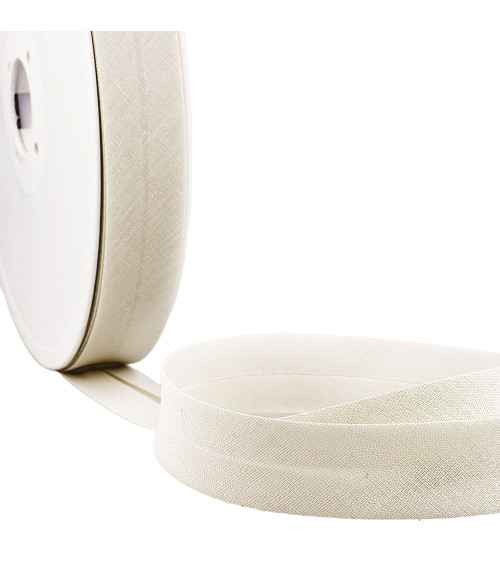 Folded bias all light gray textile per meter made in France