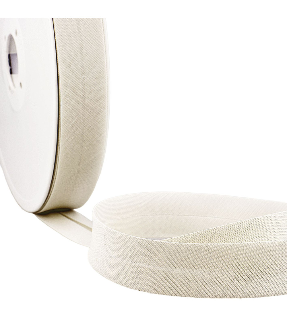 Folded bias all light gray textile per meter made in France