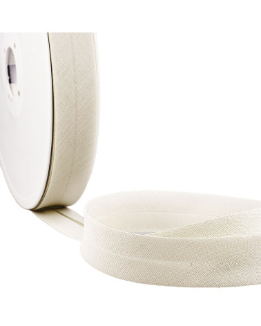 Folded bias all light gray textile per meter made in France