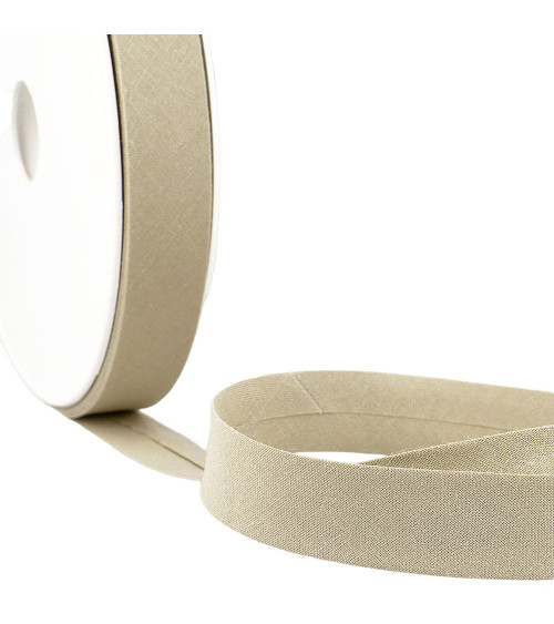 Folded bias all taupe textile per meter made in France