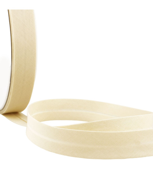 Folded bias all light ecru textile per meter made in France