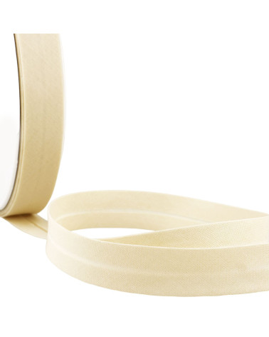 Folded bias all light ecru textile per meter made in France