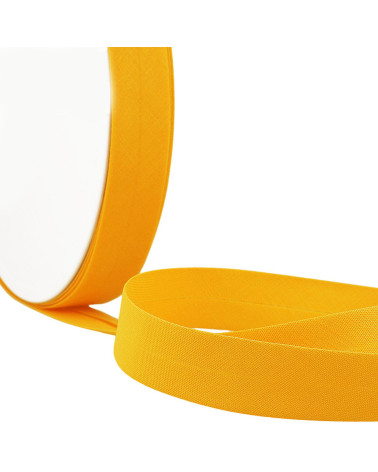Yellow textile folded bias by the meter made in France