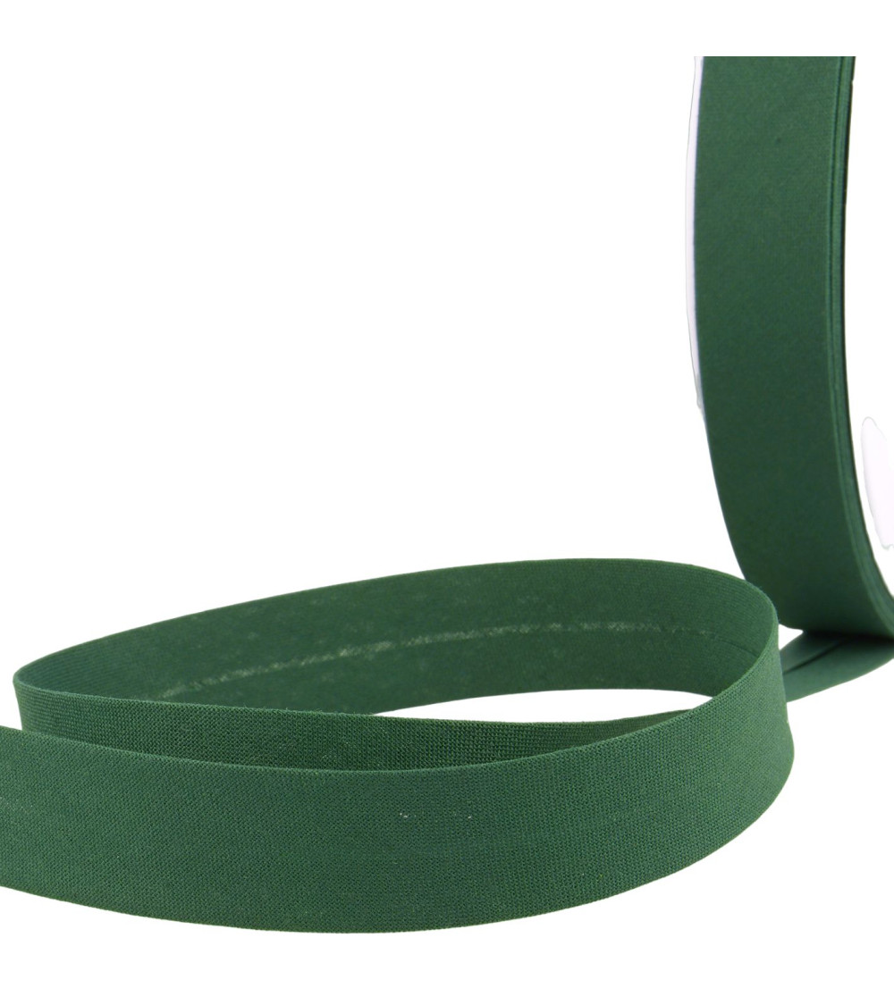 Folded bias all dark green textile per meter made in France