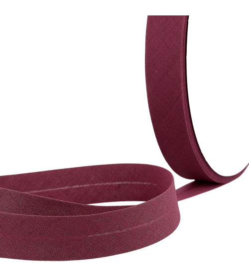 Folded bias all burgundy/beige textile per meter made in France