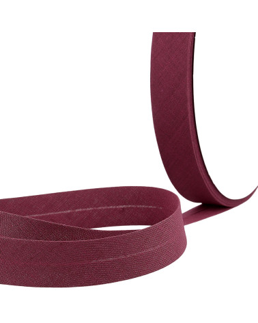 Folded bias all burgundy/beige textile per meter made in France