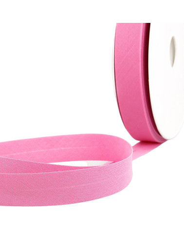 Gefaltetes Schrägband, komplett aus Textil, rosa Blume pro Meter, hergestellt in Frankreich