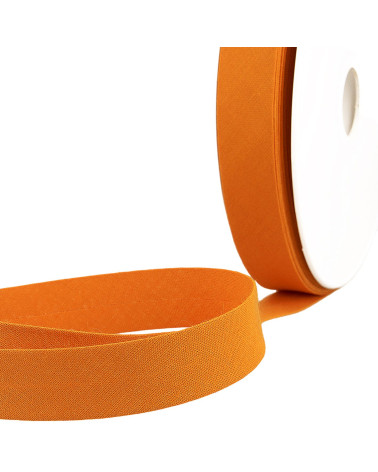 Gefaltetes Schrägband aus dunkelockerfarbenem Textil pro Meter, hergestellt in Frankreich