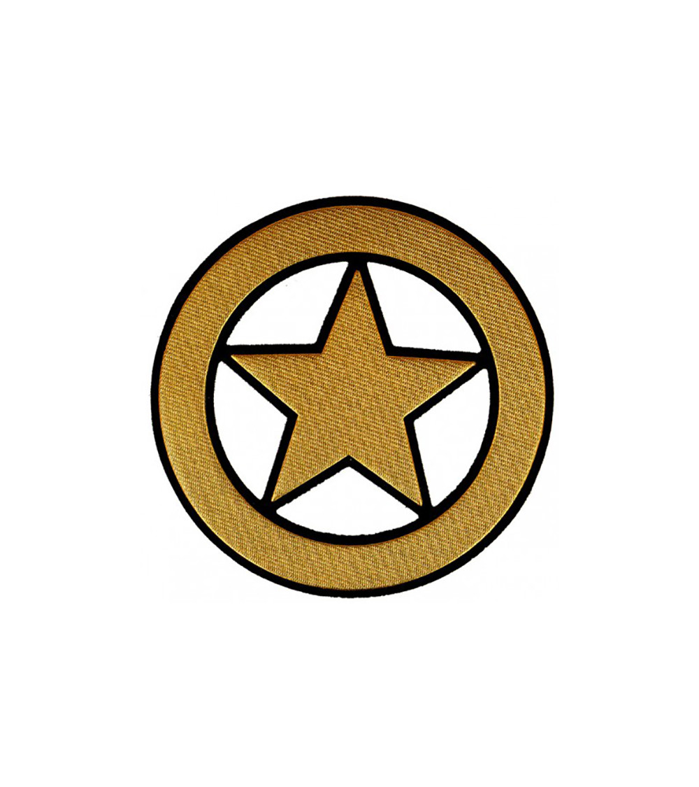 Aufnäher zum Aufbügeln, goldener Stern, Durchmesser 10 cm