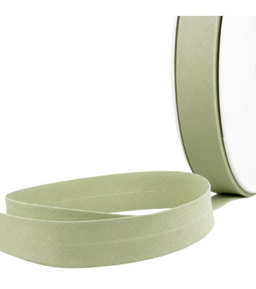 Folded bias binding all Nile green fabric per meter made in France