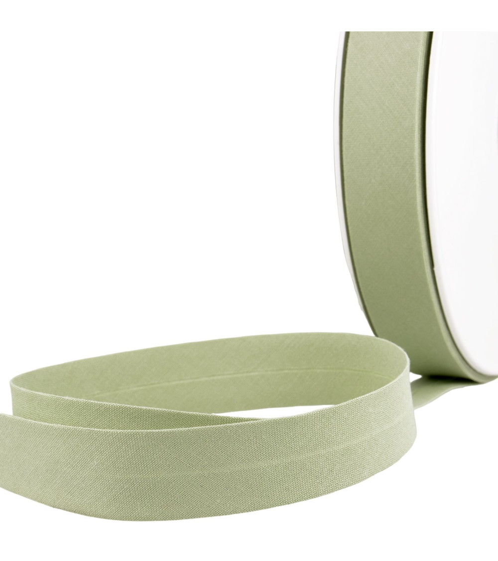 Folded bias binding all Nile green fabric per meter made in France
