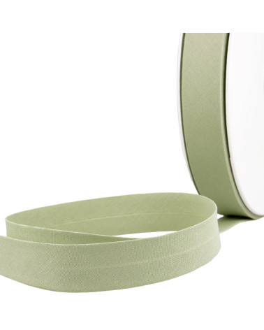 All-fabric folded bias in nil green by the meter made in France