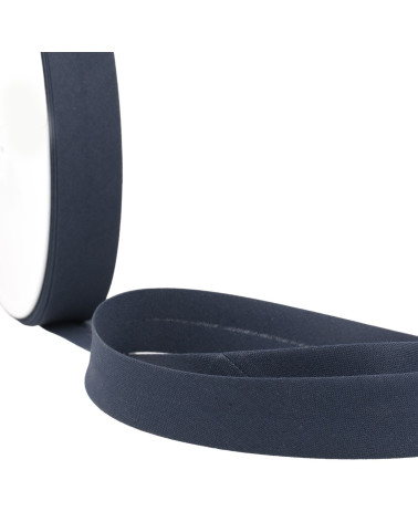 Folded bias all dark blue textile per meter made in France