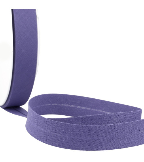 Folded bias all dark purple textile per meter made in France