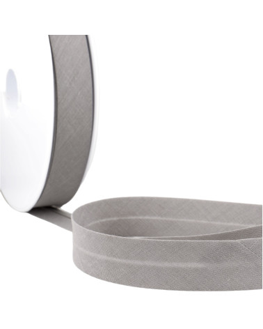 Rust/grey all-textile folded bias tape by the meter made in France
