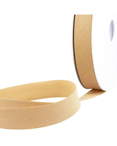 Folded bias all beige textile per meter made in France