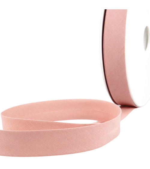 Folded bias all old pink textile by the meter made in France