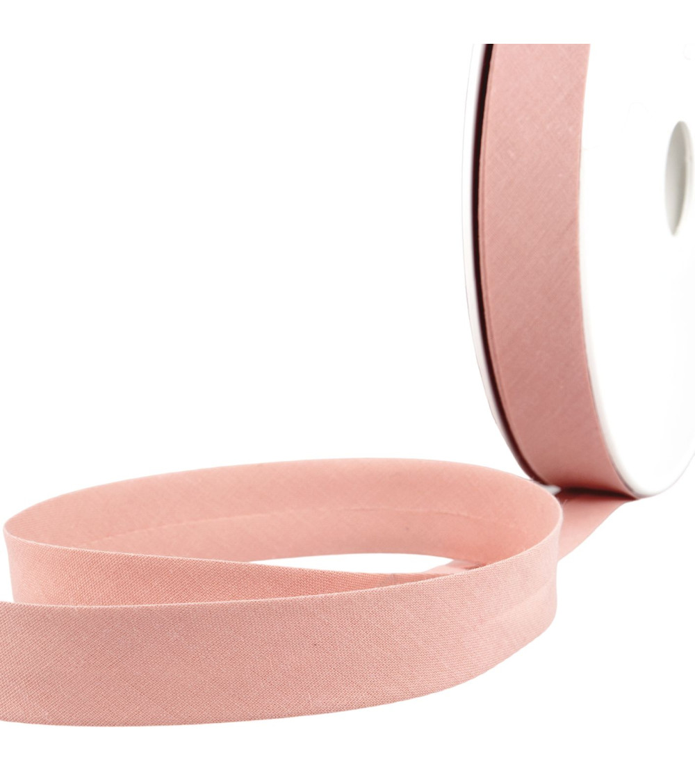 Folded bias all old pink textile by the meter made in France